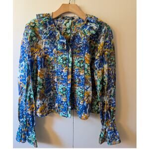 Vintage Emanuel Ungaro Floral Blue Green Blouse